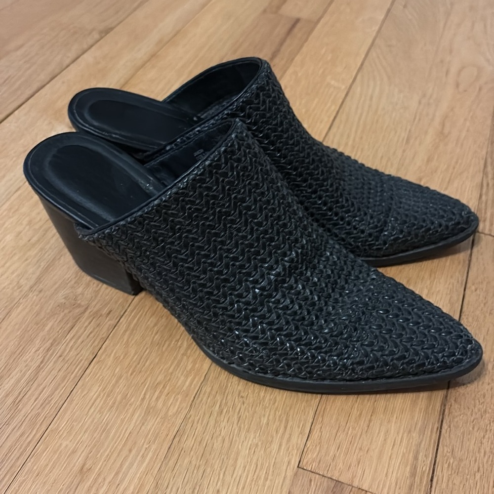 Matisse Black Woven Leather Mules
